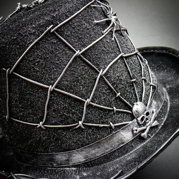 Steampunk Gothic Top Hat with Skull & Spider Web - Picture 3 of 4